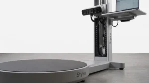 Close-up of the Styku infrared camera system and rotating platform used to generate accurate 3D body measurements and digital body models