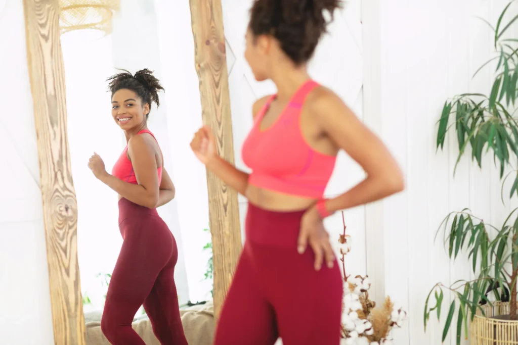 Woman tracking her progress with a medical weight loss program