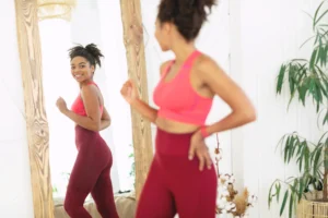 Woman tracking her progress with a medical weight loss program