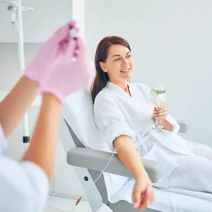 Patient receiving supervised treatment at a medical wellness clinic